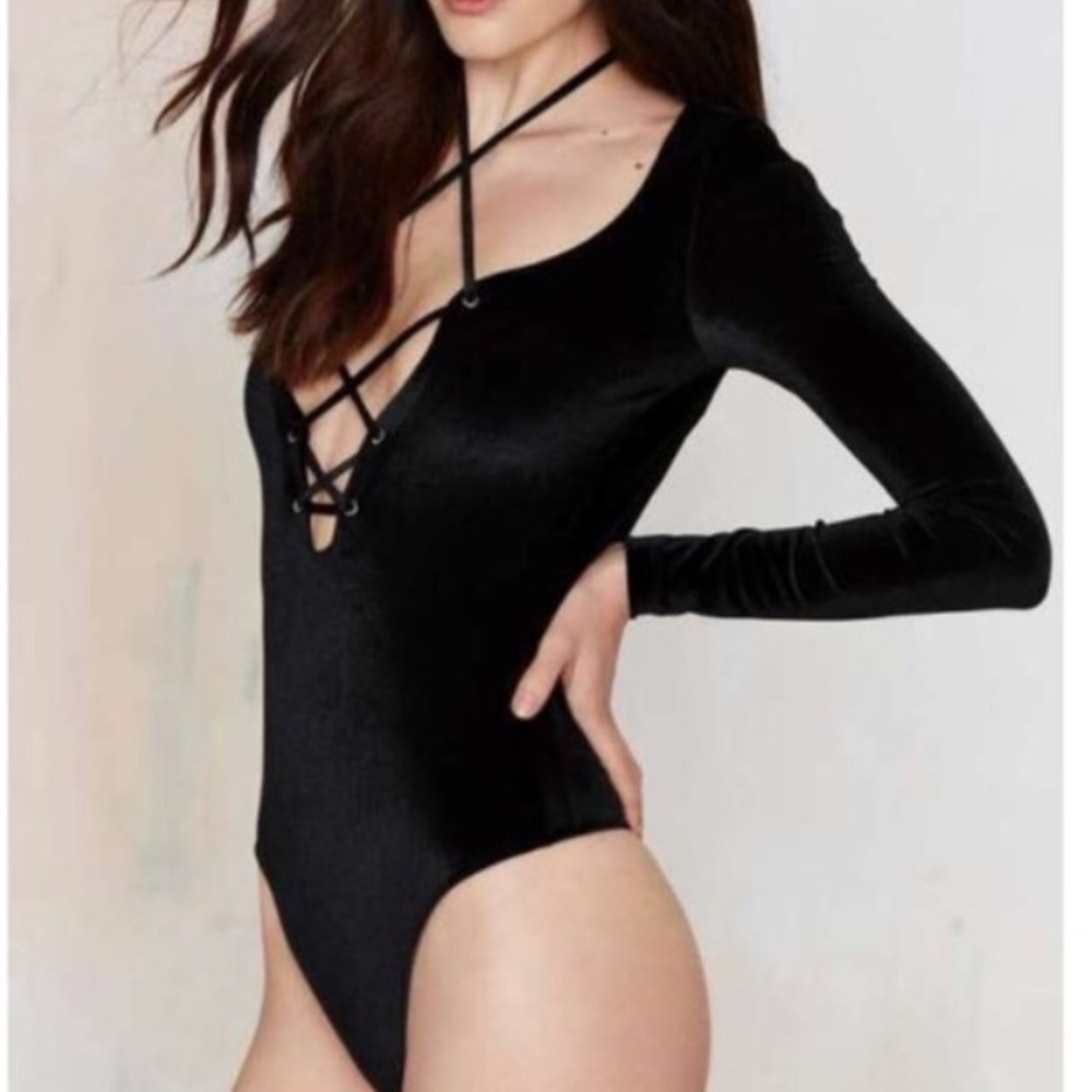 Backless Nasty Gal Velvet Body Suit